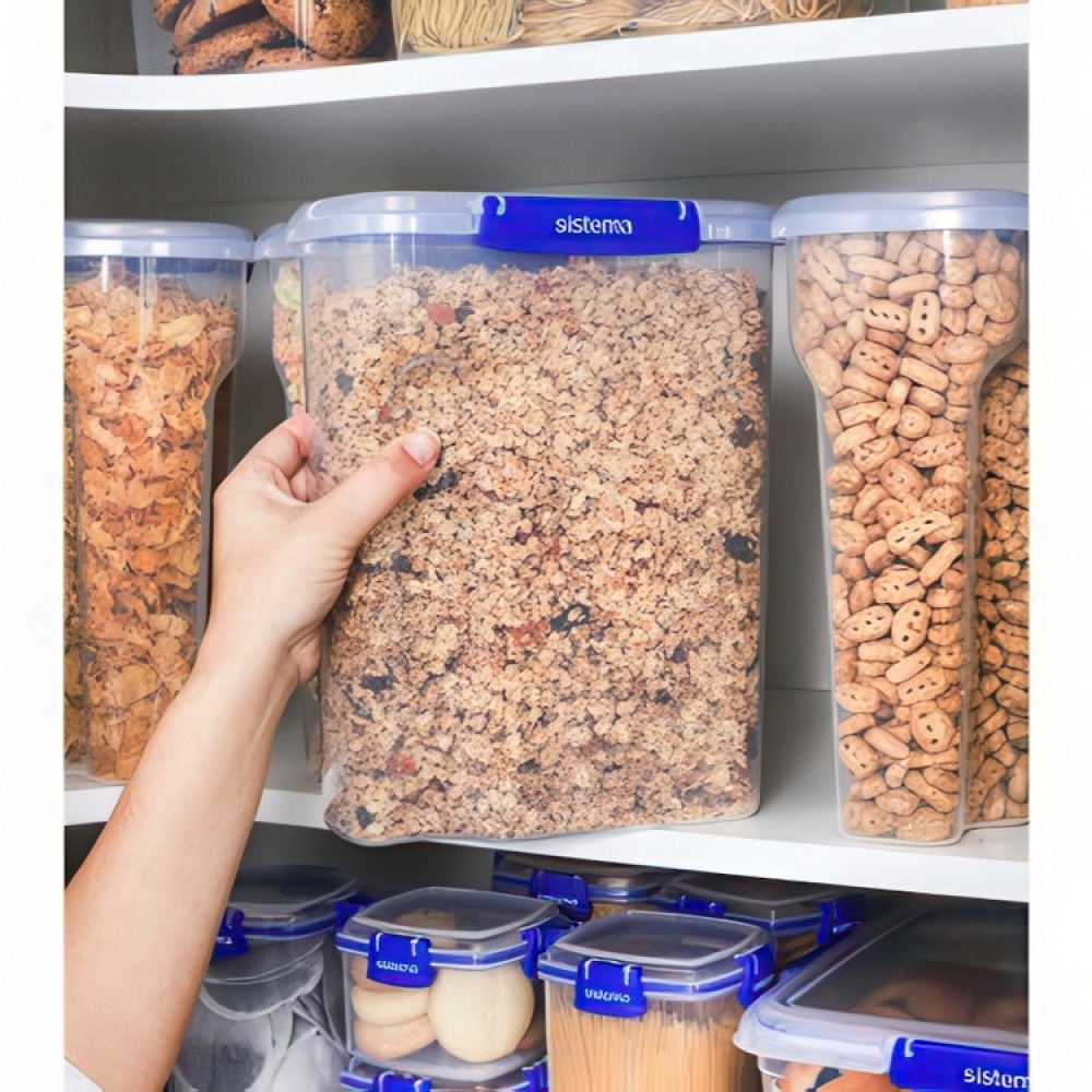 Box for Cereal, Large, 4,2 L, KLIP IT +, Sistema, Clear / Blue in the group Storage / Kitchen storage / Storage jars / Sistema storage jars at SmartaSaker.se (40265)