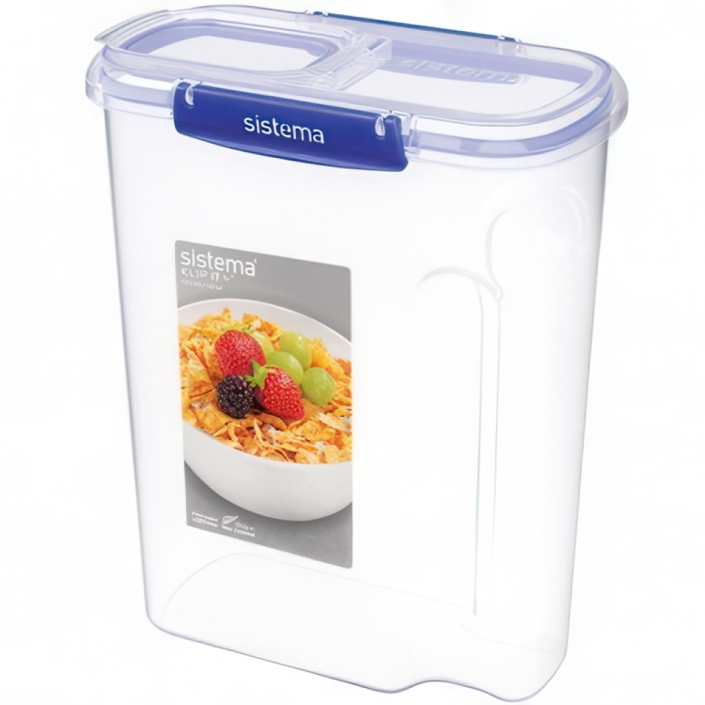 Box for Cereal, Large, 4,2 L, KLIP IT +, Sistema, Clear / Blue in the group Storage / Kitchen storage / Storage jars / Sistema storage jars at SmartaSaker.se (40265)