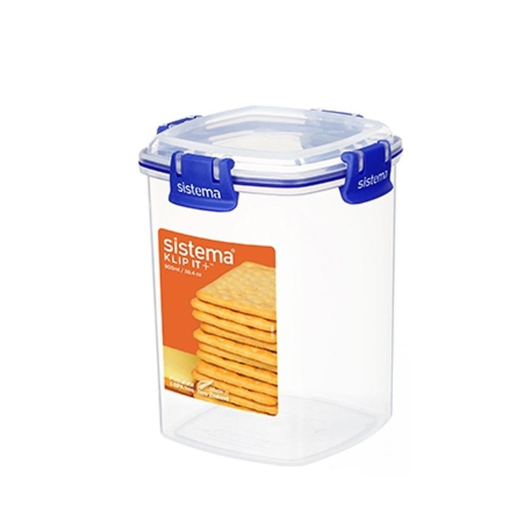 Canister, 0,9 L, KLIP IT PLUS CRACKER, Clear / Blue in the group Storage / Kitchen storage / Food containers / Plastic lunch boxes at SmartaSaker.se (40270)