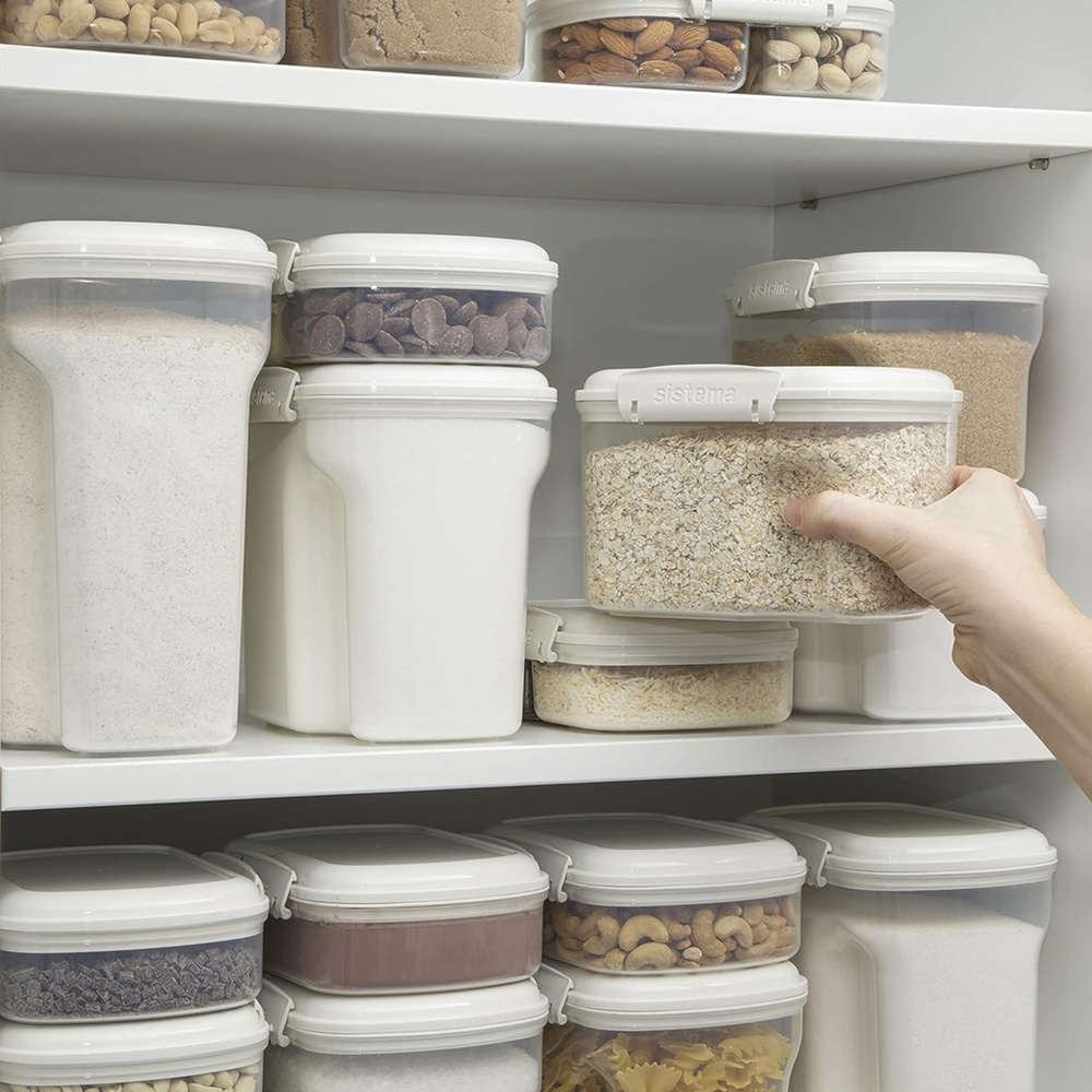 Jar, for flour, grain, etc. 1,56 L, SISTEMA BAKE IT, Clear / White in the group Storage / Kitchen storage / Storage bins and jars / Sistema at SmartaSaker.se (40272)