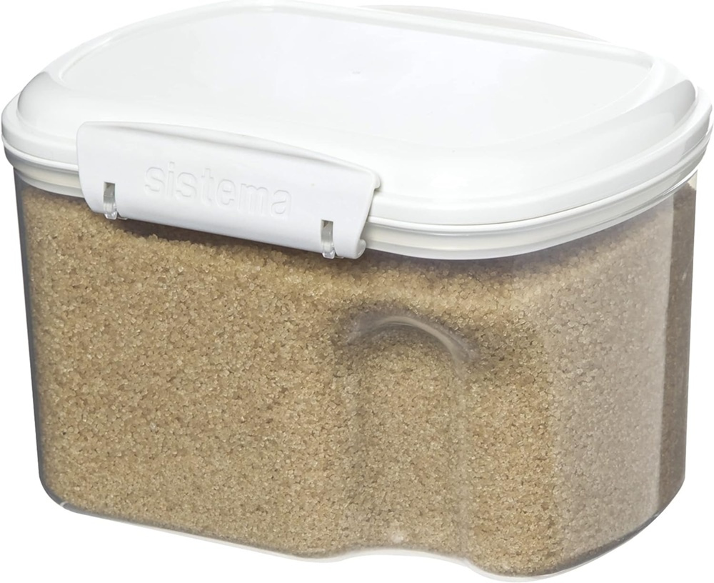 Jar, for flour, grain, etc. 1,56 L, SISTEMA BAKE IT, Clear / White in the group Storage / Kitchen storage / Storage bins and jars / Sistema at SmartaSaker.se (40272)