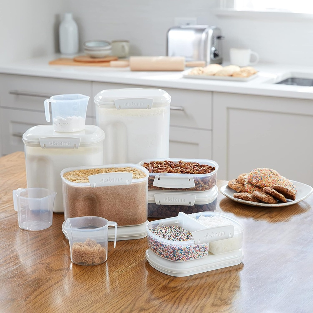 Jar, for flour, grain, etc. 1,56 L, SISTEMA BAKE IT, Clear / White in the group Storage / Kitchen storage / Storage bins and jars / Sistema at SmartaSaker.se (40272)