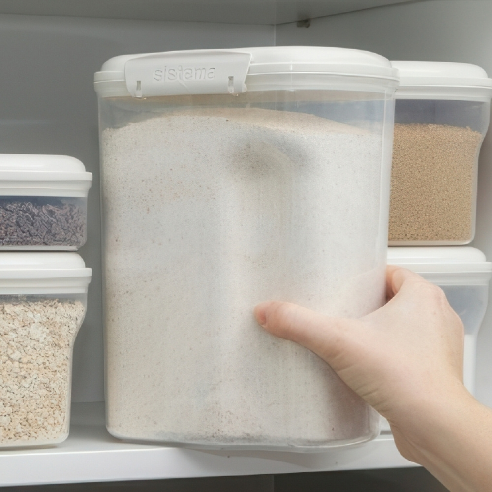 Jar, for flour, grain, etc, 3,35 L, BAKE IT, Transparent / White in the group Storage / Kitchen storage / Storage jars / Sistema storage jars at SmartaSaker.se (40273)