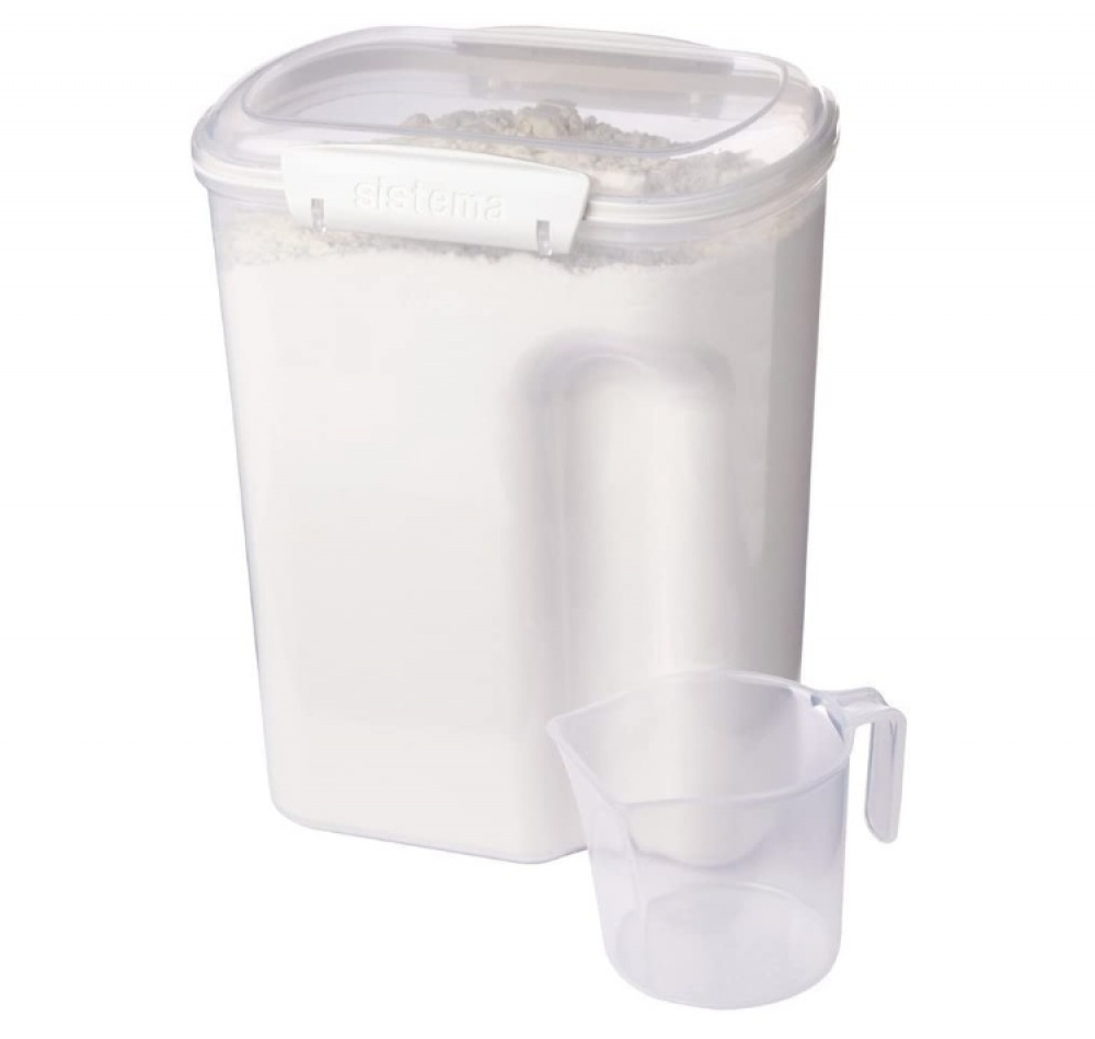 Jar, for flour, grain, etc, 3,35 L, BAKE IT, Transparent / White in the group Storage / Kitchen storage / Storage bins and jars / Sistema at SmartaSaker.se (40273)