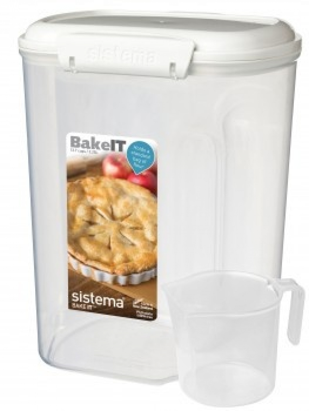 Jar, for flour, grain, etc, 3,35 L, BAKE IT, Transparent / White in the group Storage / Kitchen storage / Storage bins and jars / Sistema at SmartaSaker.se (40273)