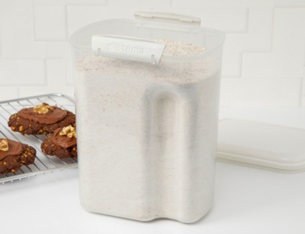 Jar, for flour, grain, etc, 3,35 L, BAKE IT, Transparent / White in the group Storage / Kitchen storage / Storage bins and jars / Sistema at SmartaSaker.se (40273)