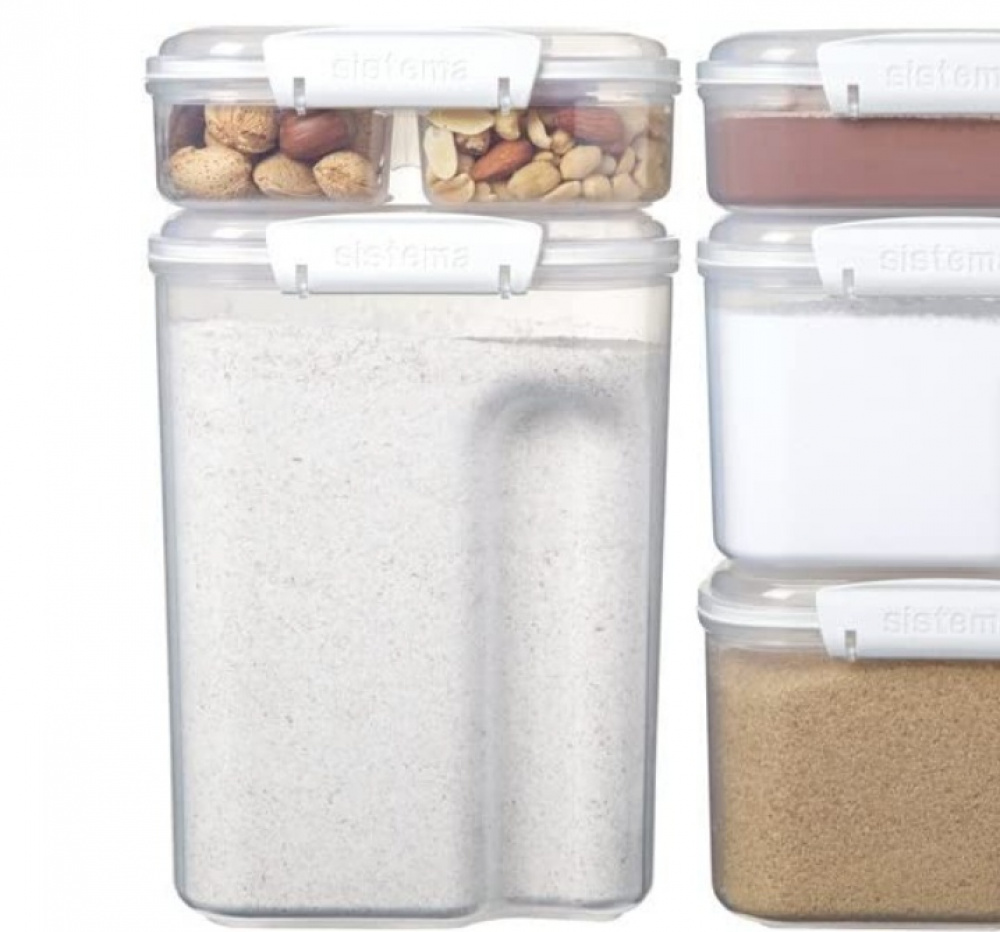 Jar, for flour, grain, etc, 3,35 L, BAKE IT, Transparent / White in the group Storage / Kitchen storage / Storage bins and jars / Sistema at SmartaSaker.se (40273)