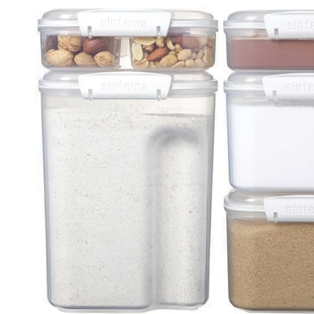 Jar, for flour, grain, etc, 3,35 L, BAKE IT, Transparent / White in the group Storage / Kitchen storage / Storage jars / Sistema storage jars at SmartaSaker.se (40273)