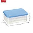 Container for Cold Cut, 3 trays, CLUB CUISINE LARGE, 22,5 x 16,5 x H 9 cm, Clear / Blue Container for Cold Cut, 3 trays, CLUB CUISINE LARGE, 22,5 x 16,5 x H 9 cm, Clear / Blue