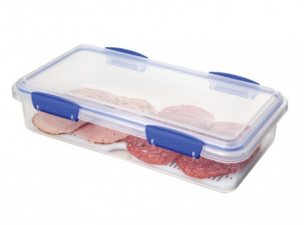 Fridge storage, Long Rectangle, DELI STORER, 1,75 L, Klear / Blue in the group Storage / Kitchen storage / Storage bins and jars at SmartaSaker.se (40279)
