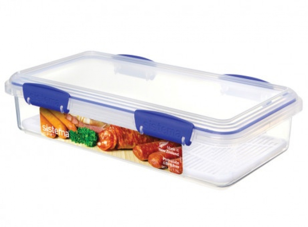 Fridge storage, Long Rectangle, DELI STORER, 1,75 L, Klear / Blue in the group Storage / Kitchen storage / Storage bins and jars at SmartaSaker.se (40279)