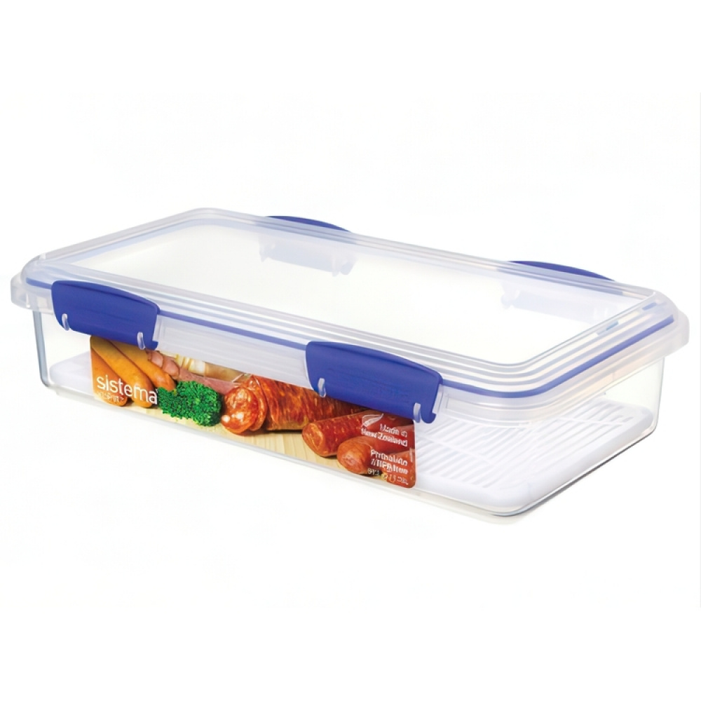 Fridge storage, Long Rectangle, DELI STORER, 1,75 L, Klear / Blue in the group Storage / Kitchen storage / Storage jars at SmartaSaker.se (40279)