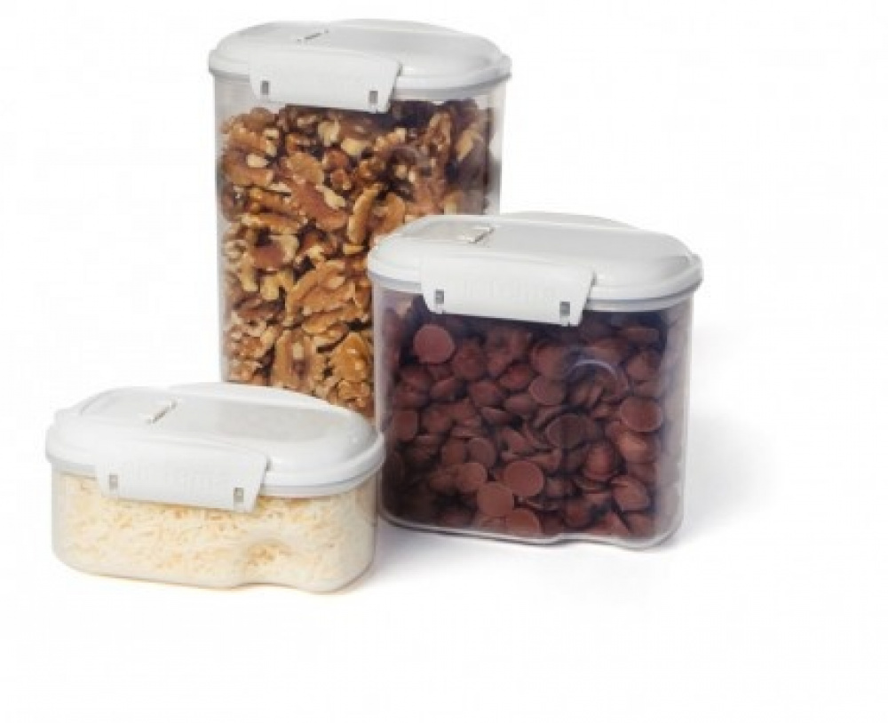 Jar, for grains, nuts, etc. Small, 285 ml, SISTEMA BAKE IT STACK & POUR, Clear / White in the group Storage / Kitchen storage / Storage bins and jars / Sistema at SmartaSaker.se (40283)