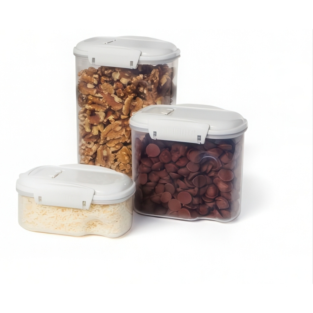 Jar, for grains, nuts, etc. Small, 285 ml, SISTEMA BAKE IT STACK & POUR, Clear / White in the group Storage / Kitchen storage / Storage jars / Sistema storage jars at SmartaSaker.se (40283)