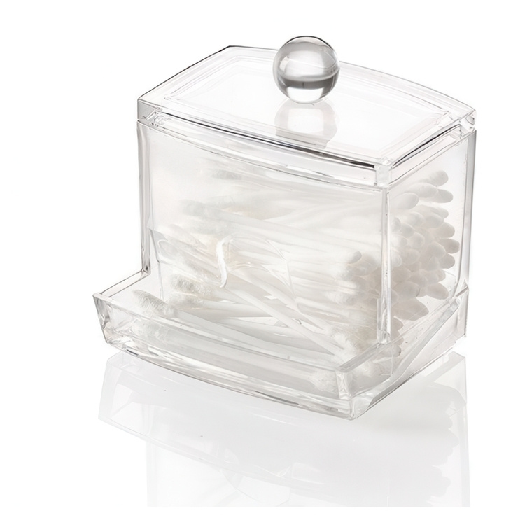 Dispenser for Cotton Buds, Q-TIP DISTRIBUTOR, 9,3 x 8,3 x H 10 cm, Clear in the group Storage / Bathroom storage / Makeup storage at SmartaSaker.se (40284)