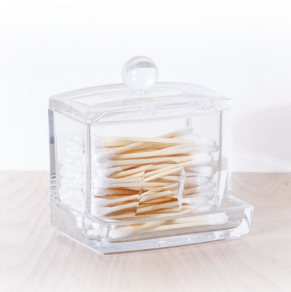 Dispenser for Cotton Buds, Q-TIP DISTRIBUTOR, 9,3 x 8,3 x H 10 cm, Clear in the group Storage / Bathroom storage / Makeup storage at SmartaSaker.se (40284)