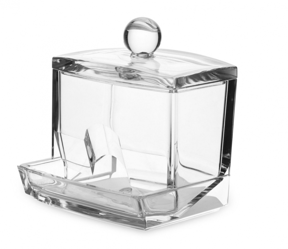 Dispenser for Cotton Buds, Q-TIP DISTRIBUTOR, 9,3 x 8,3 x H 10 cm, Clear in the group Storage / Bathroom storage / Makeup storage at SmartaSaker.se (40284)