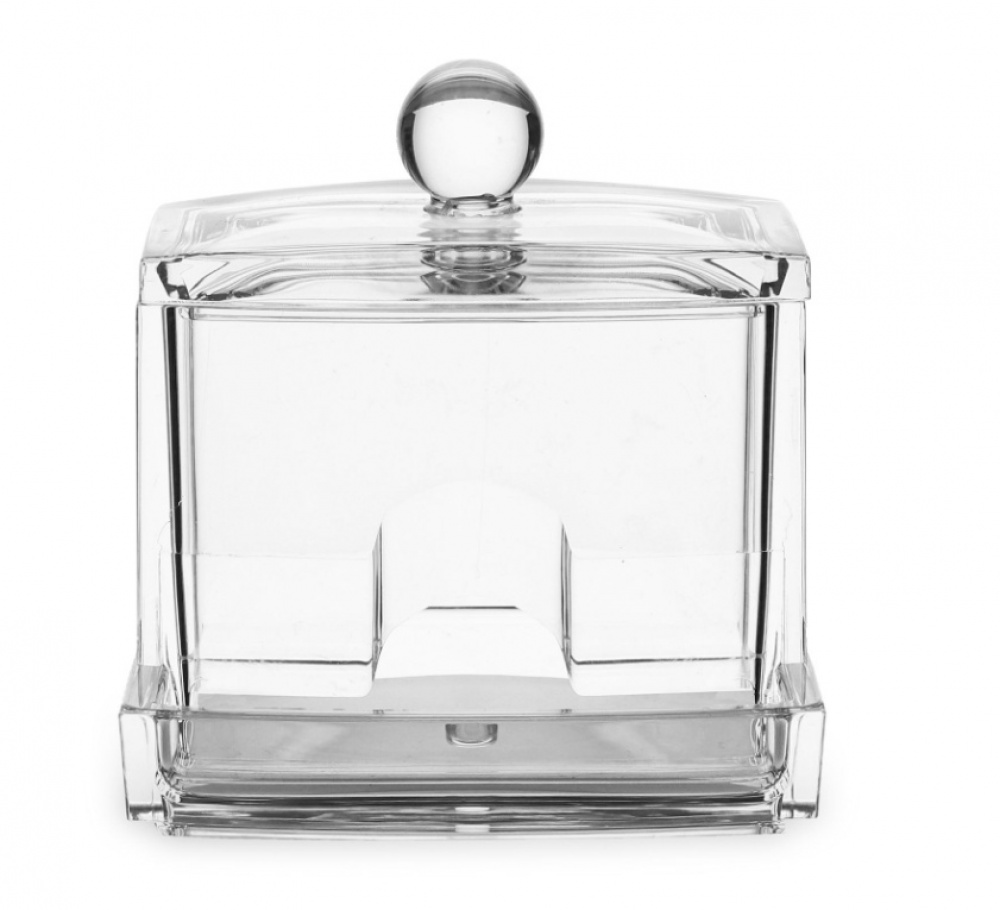 Dispenser for Cotton Buds, Q-TIP DISTRIBUTOR, 9,3 x 8,3 x H 10 cm, Clear in the group Storage / Bathroom storage / Makeup storage at SmartaSaker.se (40284)