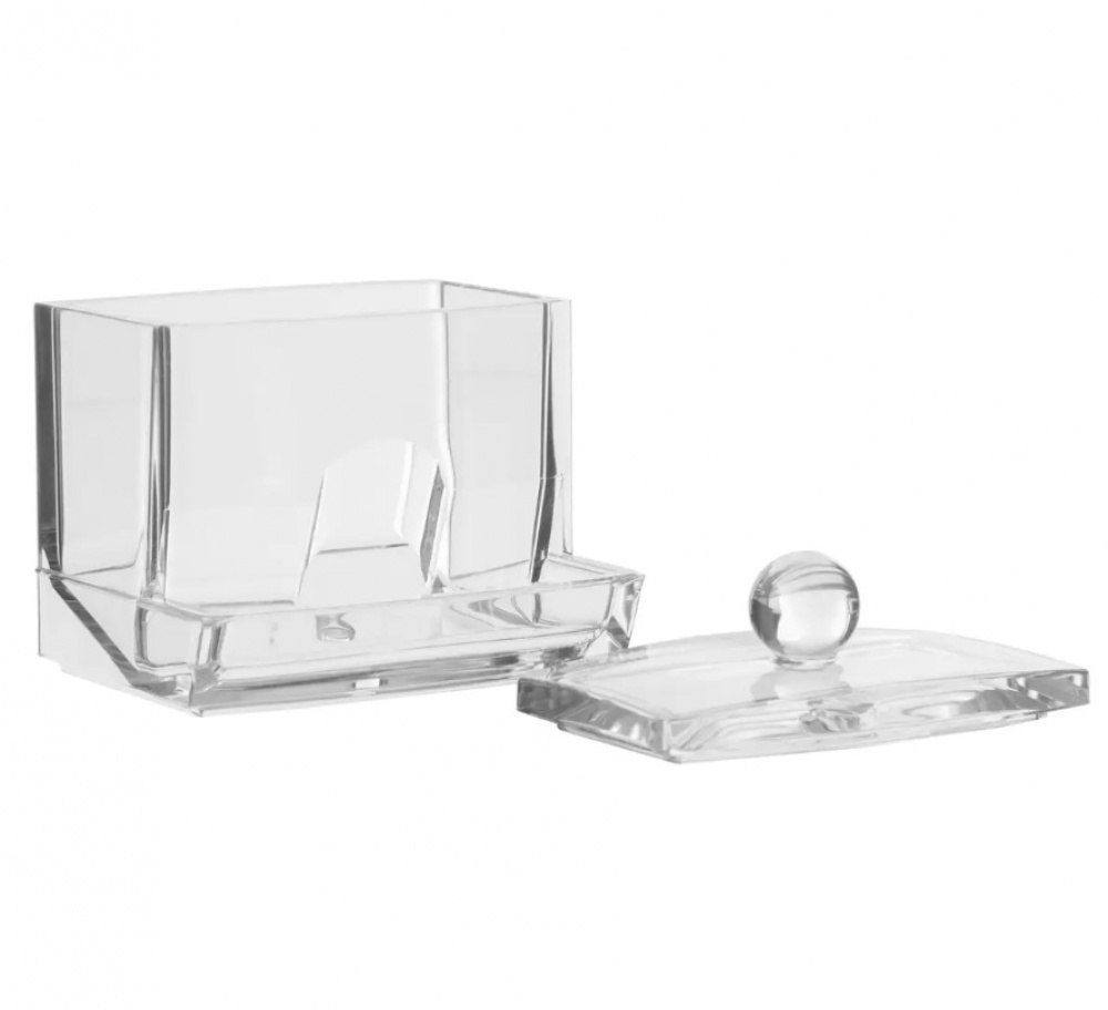 Dispenser for Cotton Buds, Q-TIP DISTRIBUTOR, 9,3 x 8,3 x H 10 cm, Clear in the group Storage / Bathroom storage / Makeup storage at SmartaSaker.se (40284)
