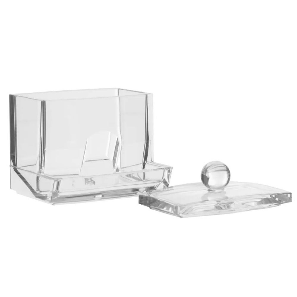 Dispenser for Cotton Buds, Q-TIP DISTRIBUTOR, 9,3 x 8,3 x H 10 cm, Clear in the group Storage / Bathroom storage / Makeup storage at SmartaSaker.se (40284)