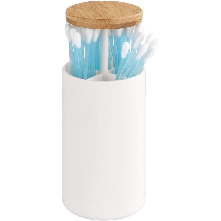 Holder for Cotton Buds, LARESA PUSH UP, Ø6,3 x H11,5 cm, White / beige in the group Storage / Bathroom storage at SmartaSaker.se (40286)