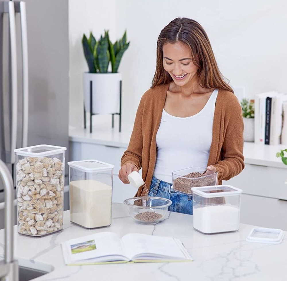 Container for Dry Food, 0,8 L, PANSINO ECOZEN SMALL CANISTER, 16 x 12 x H 8 cm , Transparent / white in the group Storage / Kitchen storage / Storage bins and jars at SmartaSaker.se (40287)