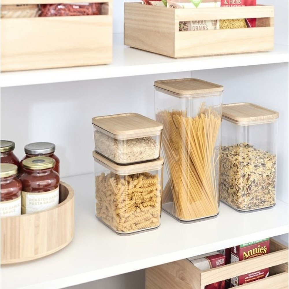 Container for Dry Food, 4 L, PANSINO RPET XL CANISTER, 16 x 12 x H 30,5 cm , Transparent / Wood in the group Storage / Kitchen storage / Storage bins and jars at SmartaSaker.se (40294)