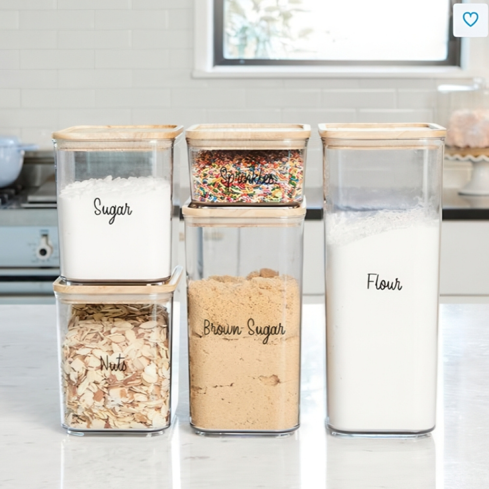 Container for Dry Food, 4 L, PANSINO RPET XL CANISTER, 16 x 12 x H 30,5 cm , Transparent / Wood in the group Storage at SmartaSaker.se (40294)