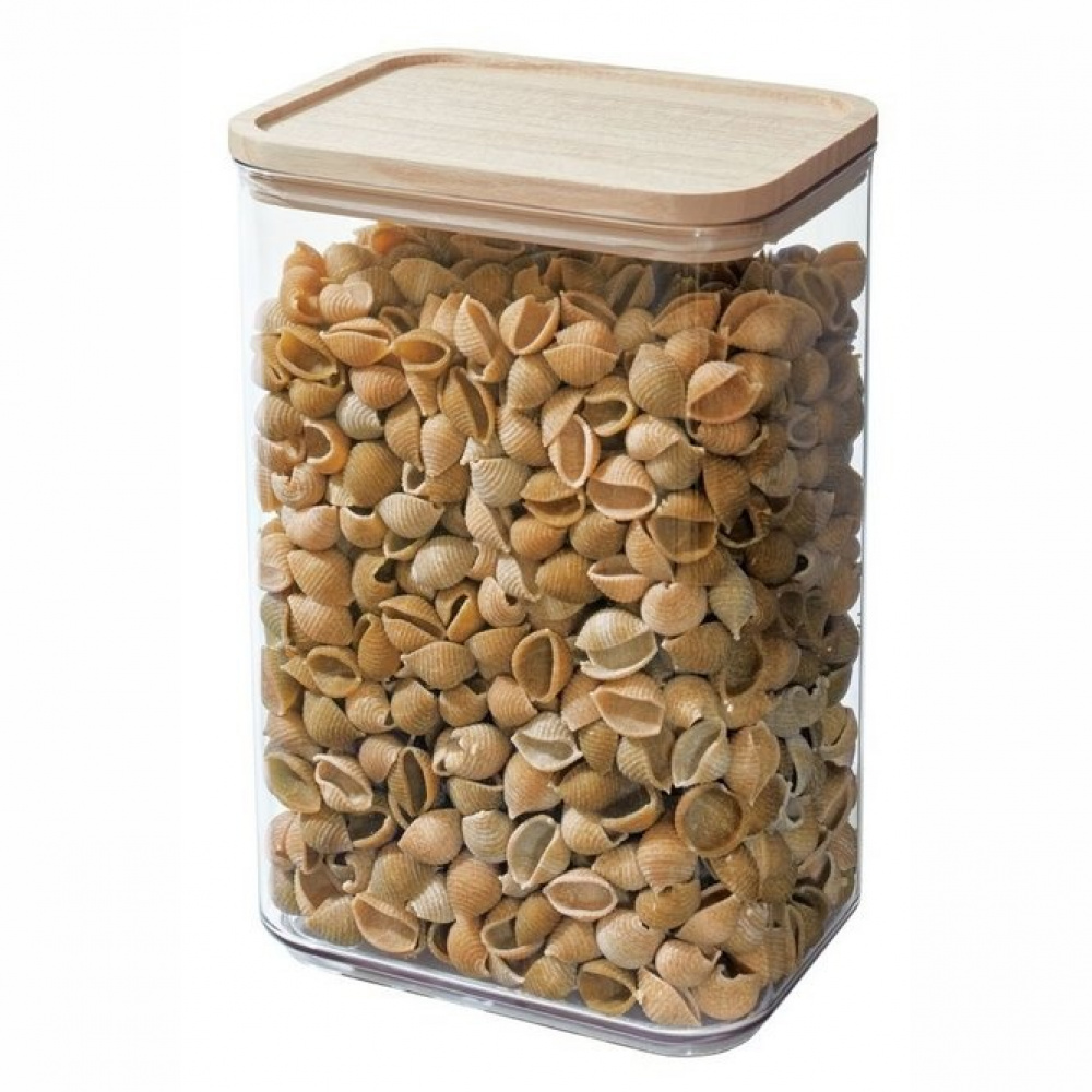 Container for Dry Food, 3 L, PANSINO RPET LARGE CANISTER, 16 x 12 x H 23 cm, Transparent / wood in the group Storage / Kitchen storage / Storage bins and jars at SmartaSaker.se (40295)