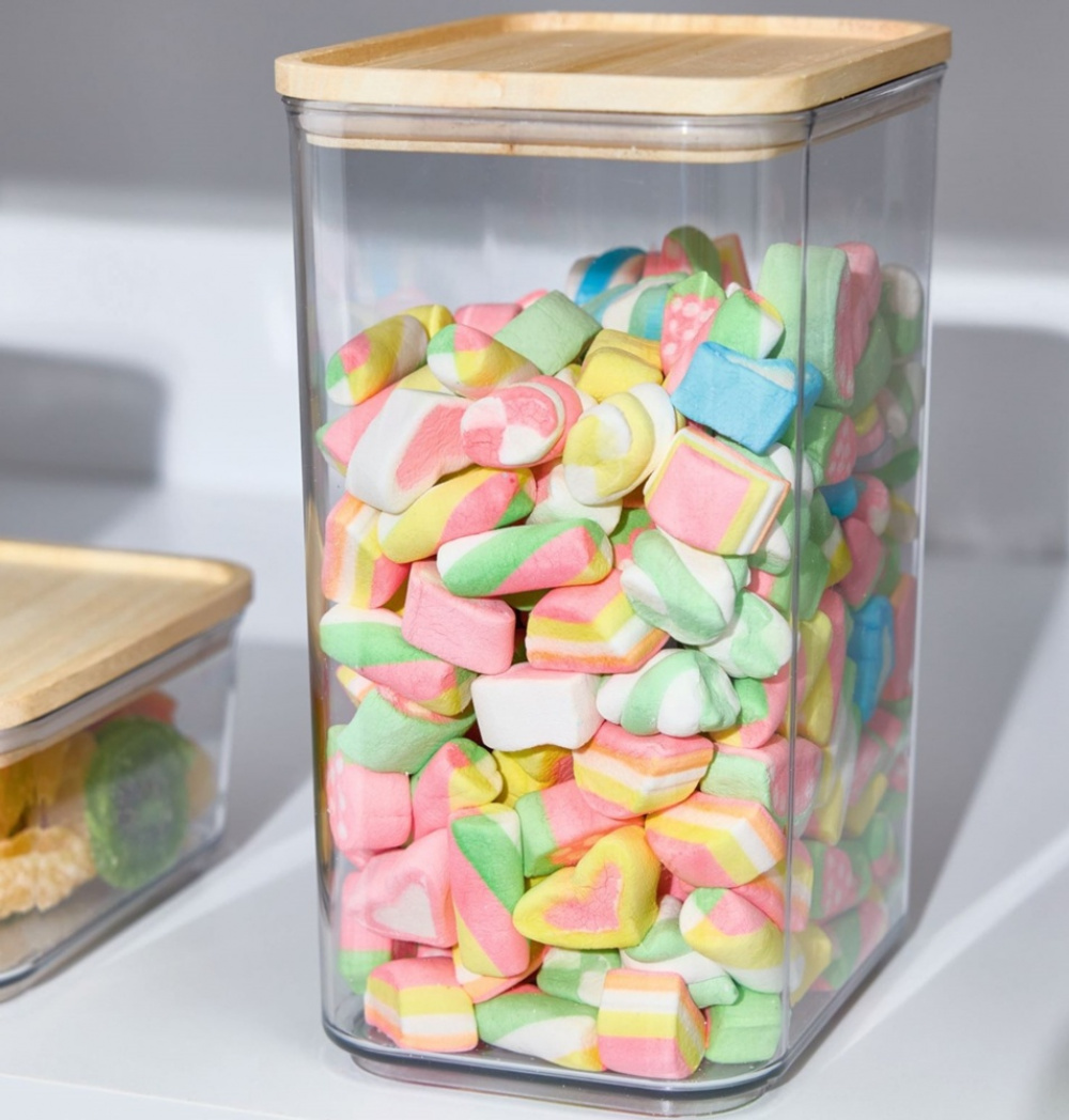 Container for Dry Food, 3 L, PANSINO RPET LARGE CANISTER, 16 x 12 x H 23 cm, Transparent / wood in the group Storage / Kitchen storage / Storage bins and jars at SmartaSaker.se (40295)