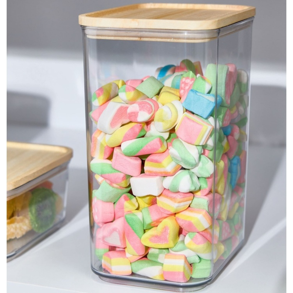 Container for Dry Food, 3 L, PANSINO RPET LARGE CANISTER, 16 x 12 x H 23 cm, Transparent / wood in the group Storage / Kitchen storage / Storage jars at SmartaSaker.se (40295)