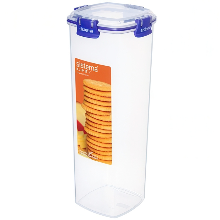 Canister high, 1,8 l, KLIP IT PLUS CRACKER, 11 x 11 x H 28 cm, Clear / Blue in the group Storage / Kitchen storage at SmartaSaker.se (40299)