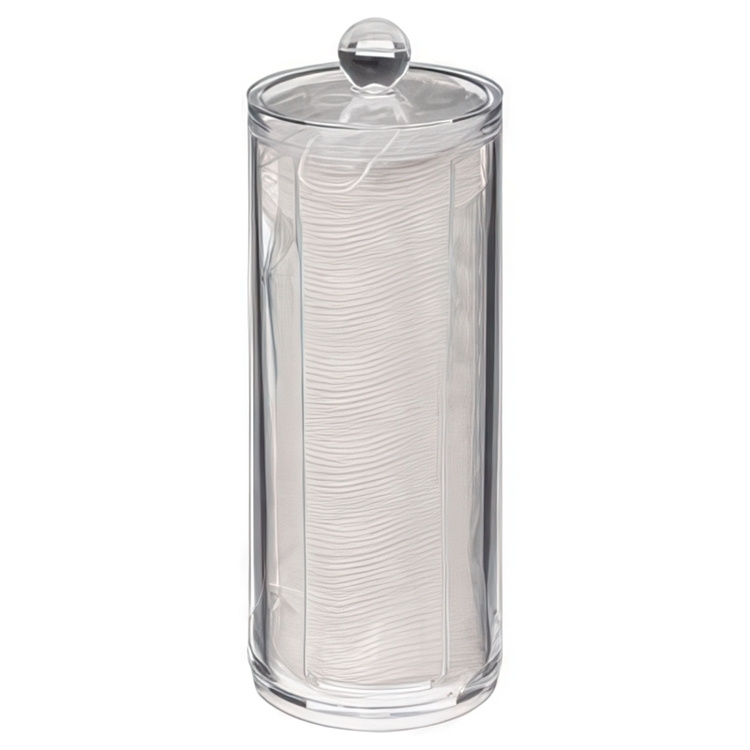 Cotton Pad Dispenser, with Pads, SELENA, Ø 7,5 x H 20 cm, Clear in the group Storage / Bathroom storage / Makeup storage at SmartaSaker.se (40300)