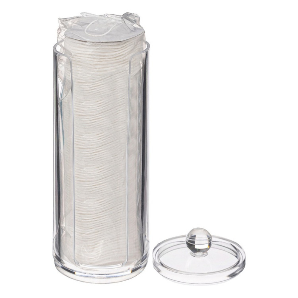 Cotton Pad Dispenser, with Pads, SELENA, Ø 7,5 x H 20 cm, Clear in the group Storage / Bathroom storage / Makeup storage at SmartaSaker.se (40300)