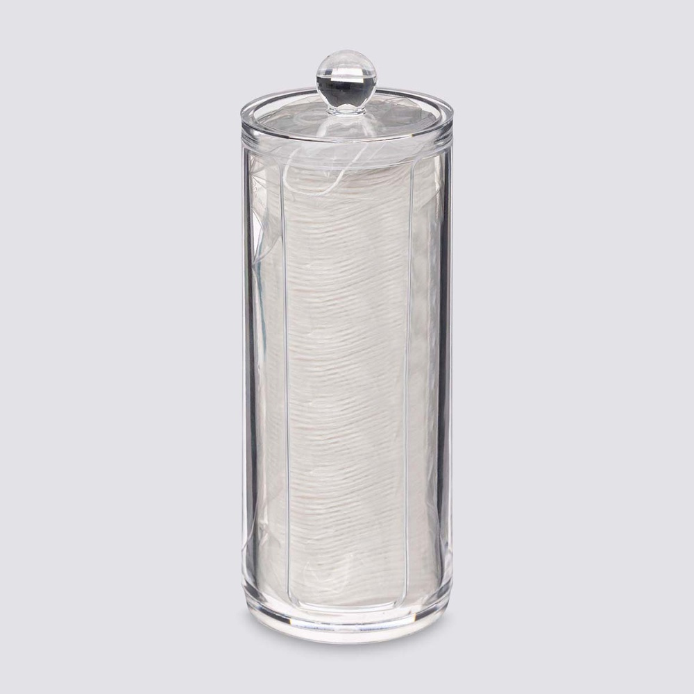 Cotton Pad Dispenser, with Pads, SELENA, Ø 7,5 x H 20 cm, Clear in the group Storage / Bathroom storage / Makeup storage at SmartaSaker.se (40300)