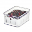 Bin with lid and colander, CRISP BERRY BIN, 16,5 x 21,6 x H 9,5 cm, Transparent / White Bin with lid and colander, CRISP BERRY BIN, 16,5 x 21,6 x H 9,5 cm, Transparent / White