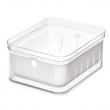 Bin with lid and colander, CRISP BERRY BIN, 16,5 x 21,6 x H 9,5 cm, Transparent / White Bin with lid and colander, CRISP BERRY BIN, 16,5 x 21,6 x H 9,5 cm, Transparent / White