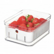 Bin with lid and colander, CRISP BERRY BIN, 16,5 x 21,6 x H 9,5 cm, Transparent / White Bin with lid and colander, CRISP BERRY BIN, 16,5 x 21,6 x H 9,5 cm, Transparent / White