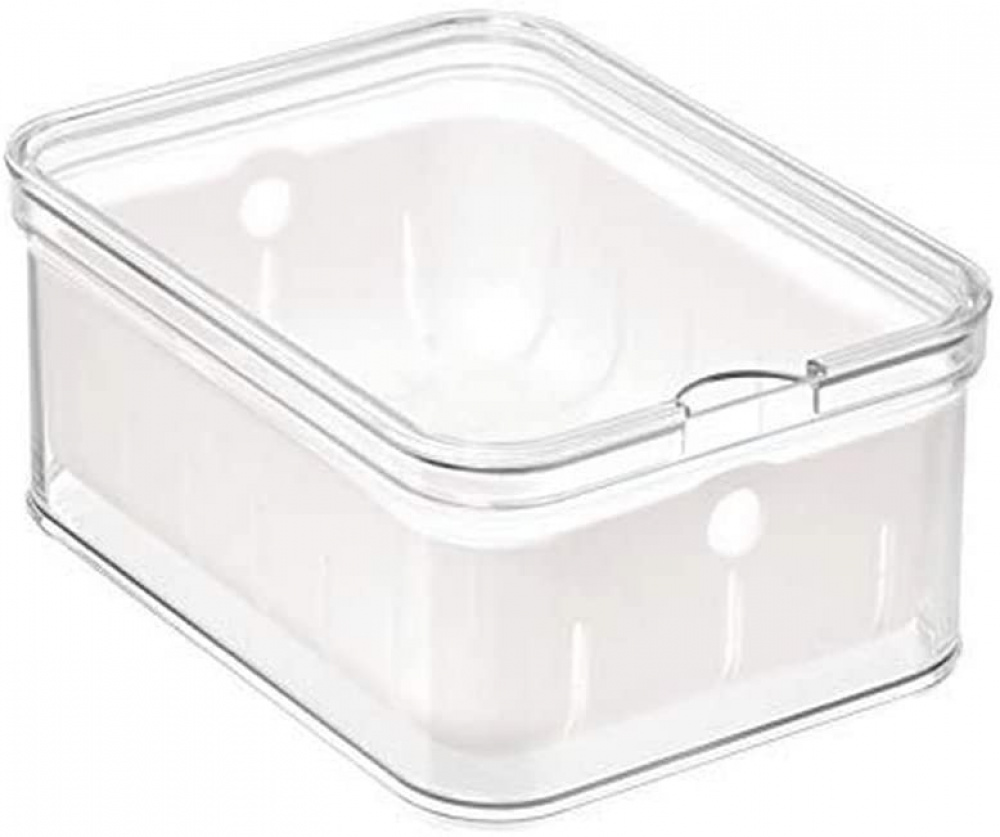 Bin with lid and colander, CRISP BERRY BIN, 16,5 x 21,6 x H 9,5 cm, Transparent / White in the group Storage / Kitchen storage / Fridge storage at SmartaSaker.se (40305)