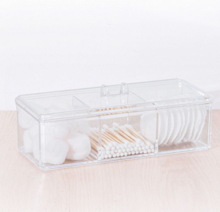 Container With Lid, 3 Compartments, SELENA, 22,8 x 9,5 x H 8,3 cm, Clear in the group Storage / Bathroom storage / Makeup storage at SmartaSaker.se (40306)