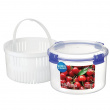 Jar with strainer, Round, 1,5 L, Ø 17 x H 11 cm, KLIP IT, Clear / Blue Jar with strainer, Round, 1,5 L, Ø 17 x H 11 cm, KLIP IT, Clear / Blue