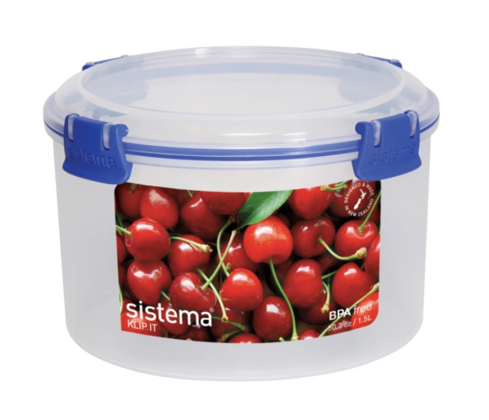 Jar with strainer, Round, 1,5 L, Ø 17 x H 11 cm, KLIP IT, Clear / Blue in the group Storage / Kitchen storage / Fridge storage at SmartaSaker.se (40307)
