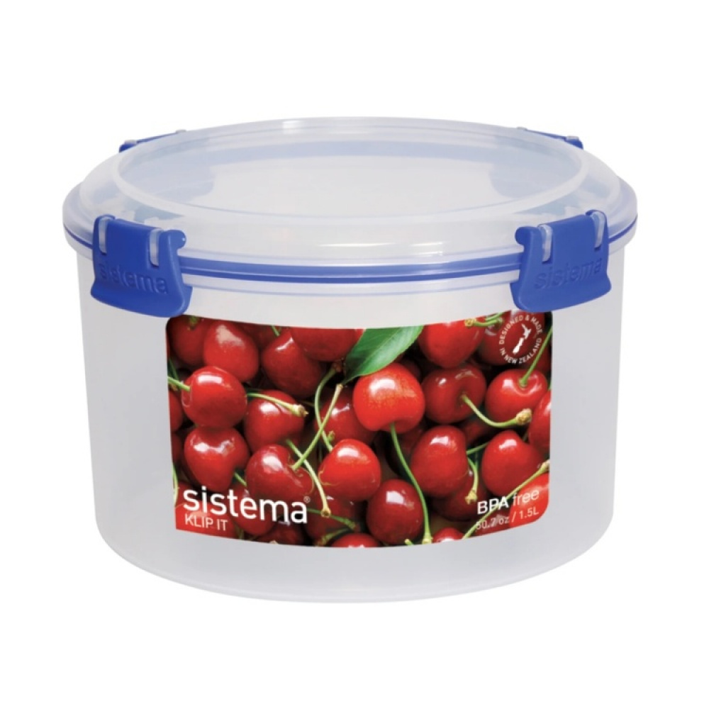 Jar with strainer, Round, 1,5 L, Ø 17 x H 11 cm, KLIP IT, Clear / Blue in the group Storage / Kitchen storage / Fridge storage at SmartaSaker.se (40307)