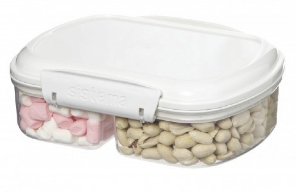 Two-part split jar, 630 ml, SISTEMA BAKE IT SPLIT, Clear / White in the group Storage / Kitchen storage at SmartaSaker.se (40308)