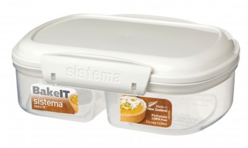 Two-part split jar, 630 ml, SISTEMA BAKE IT SPLIT, Clear / White in the group Storage / Kitchen storage at SmartaSaker.se (40308)