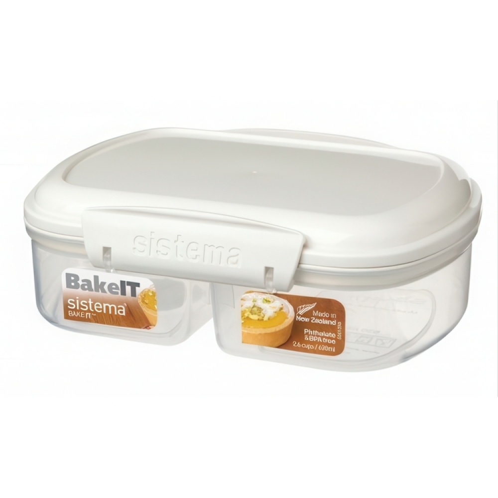 Two-part split jar, 630 ml, SISTEMA BAKE IT SPLIT, Clear / White in the group Storage / Kitchen storage / Food containers at SmartaSaker.se (40308)