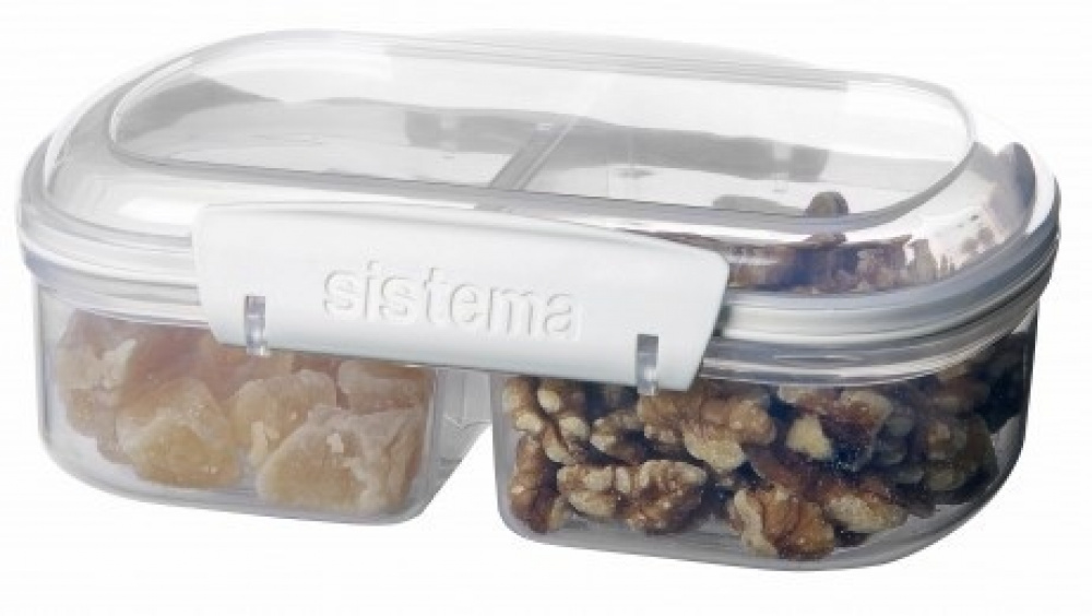 Two-part split jar, 630 ml, SISTEMA BAKE IT SPLIT, Clear / White in the group Storage / Kitchen storage at SmartaSaker.se (40308)