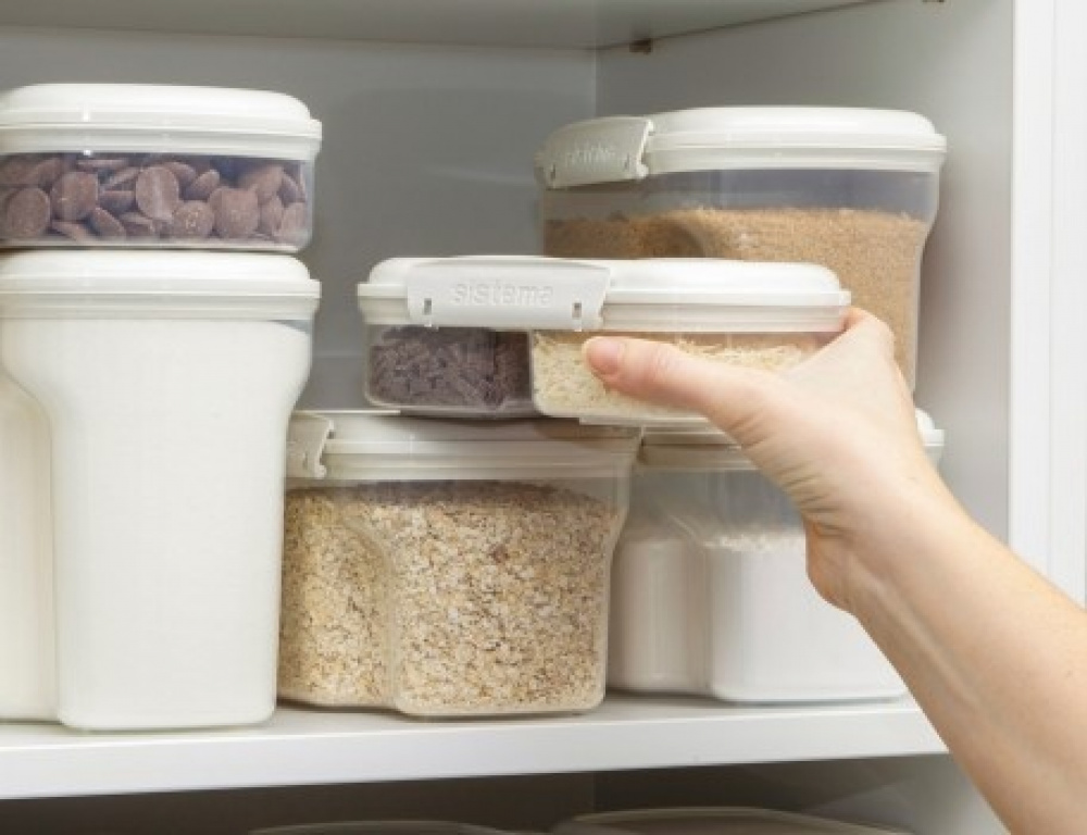 Two-part split jar, 630 ml, SISTEMA BAKE IT SPLIT, Clear / White in the group Storage / Kitchen storage at SmartaSaker.se (40308)