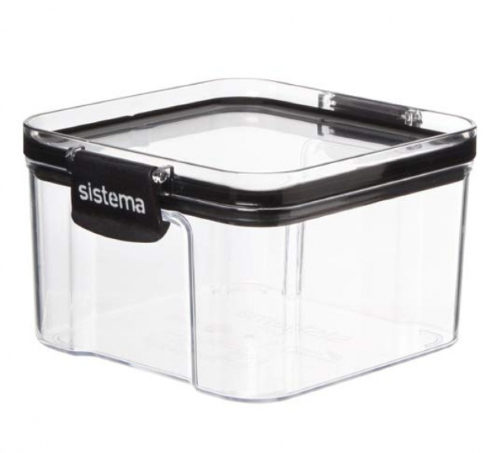 Canister, 460 ml, TRITAN ULTRA SQUARE, Clear / Black in the group Storage / Kitchen storage / Storage bins and jars at SmartaSaker.se (40310)