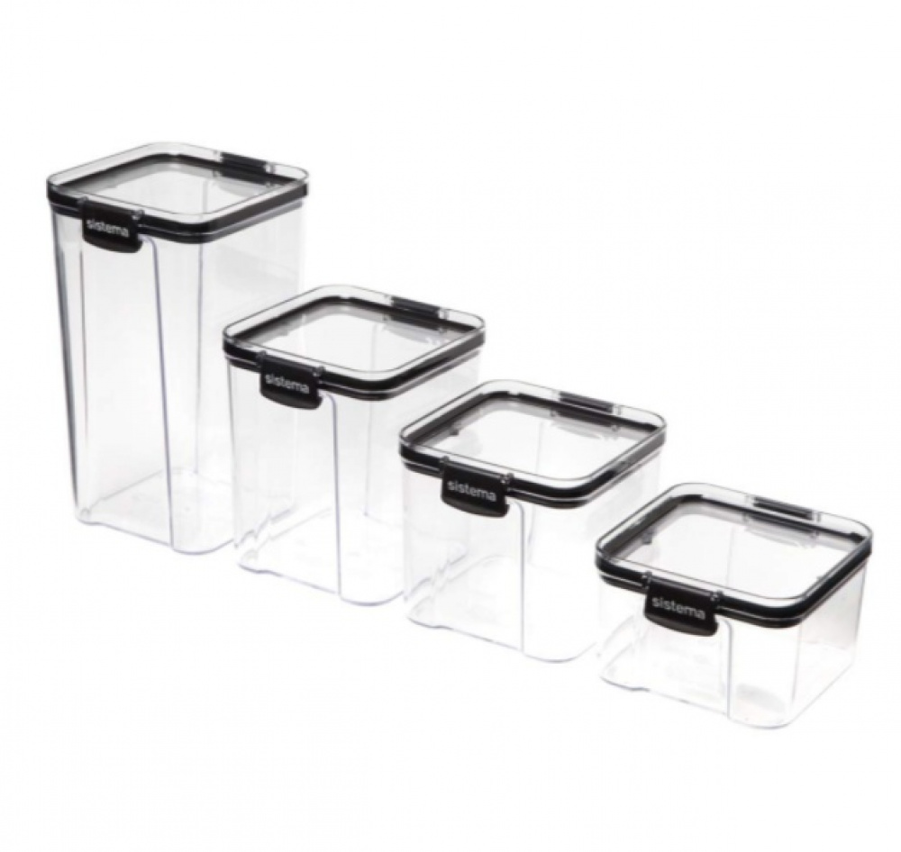 Canister, 460 ml, TRITAN ULTRA SQUARE, Clear / Black in the group Storage / Kitchen storage / Storage bins and jars at SmartaSaker.se (40310)